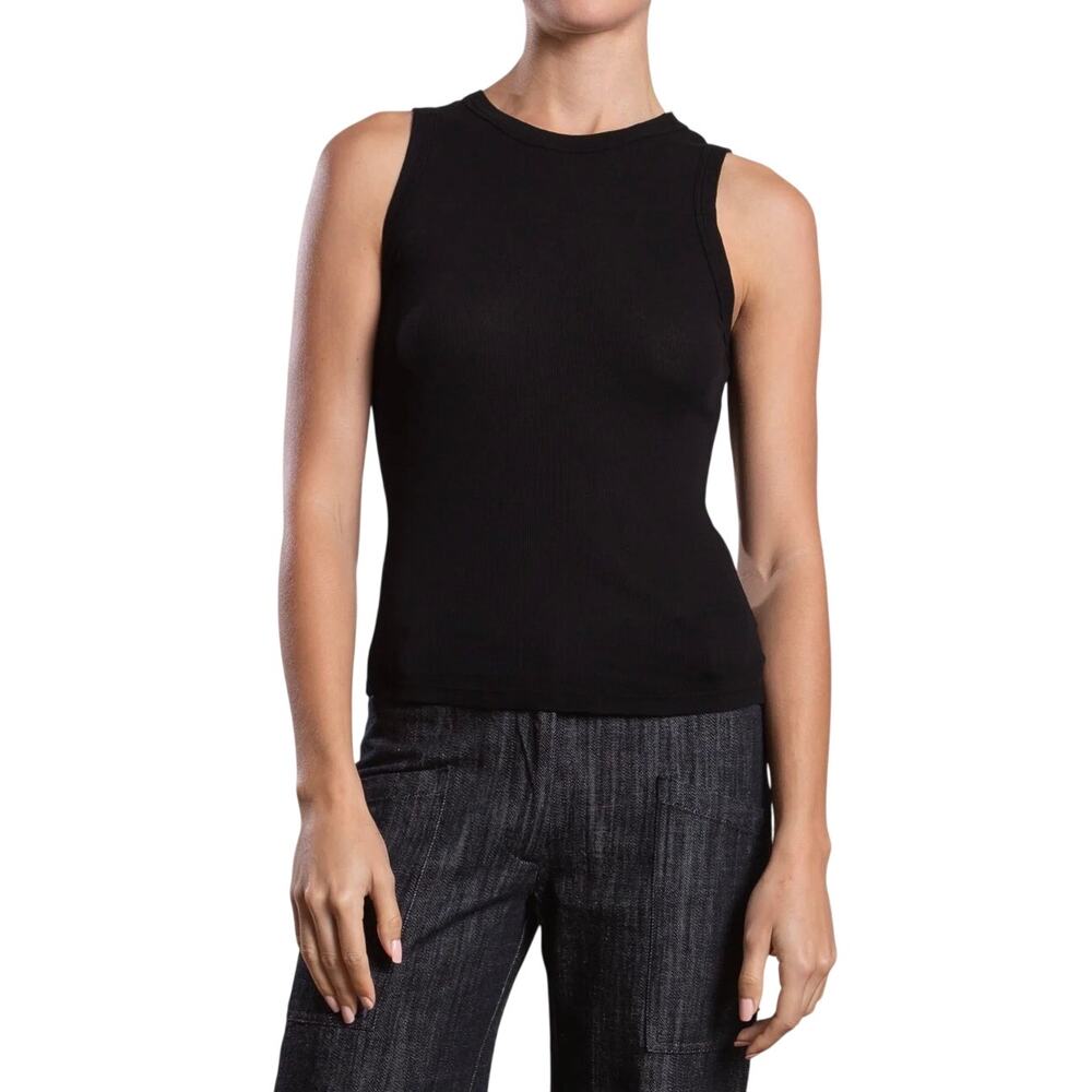 Pharaoh Collection Athena Hi-Neck Tank Lightweight Rib in Black Size 1/Small